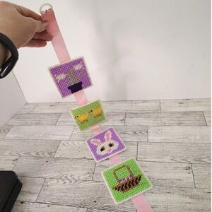 Vtg Handmade Easter Wall Hanging Garland Spring Decor Plastic Canvas Cottagecore